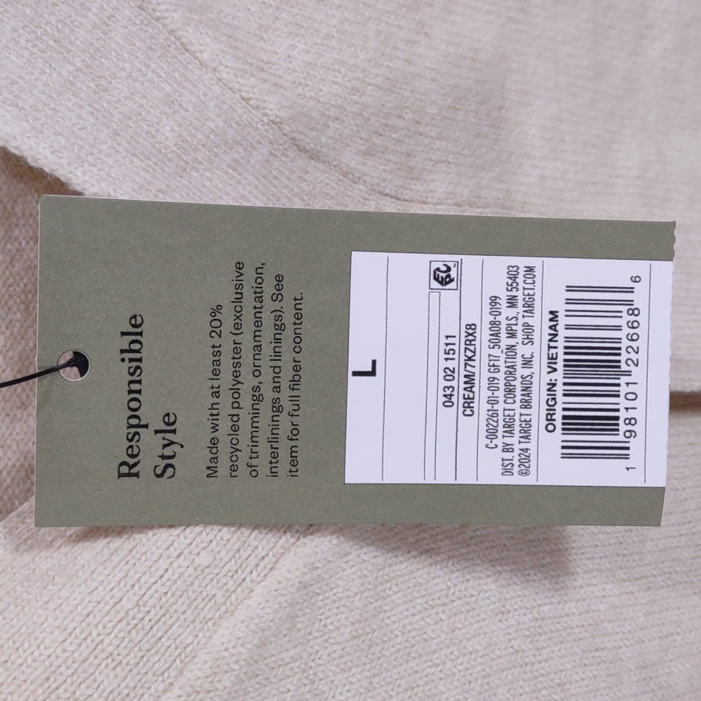 Goodfellow & Co Cream, Size L,Cardigan with Button Accents - Picture 4 of 17